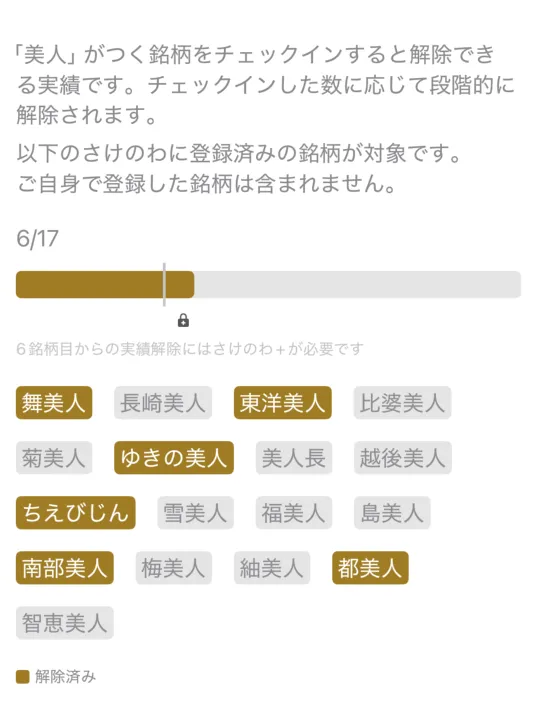 実績「美人」の詳細画面